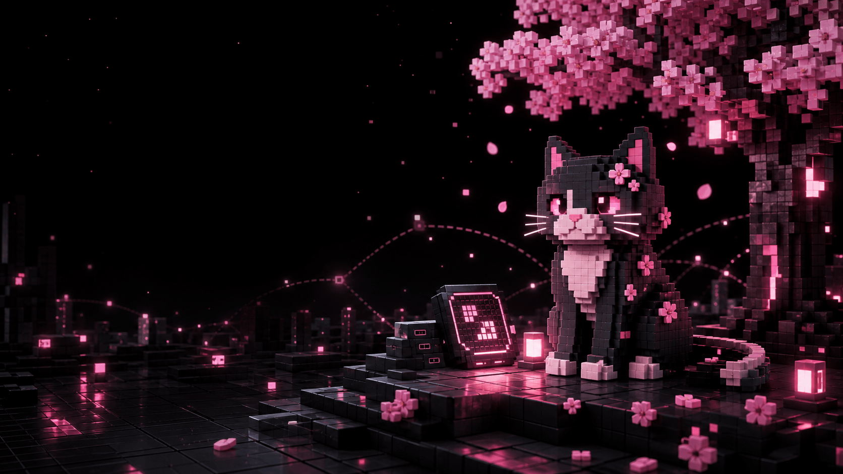 SakuraCat 黑夜樱花猫与设备面板